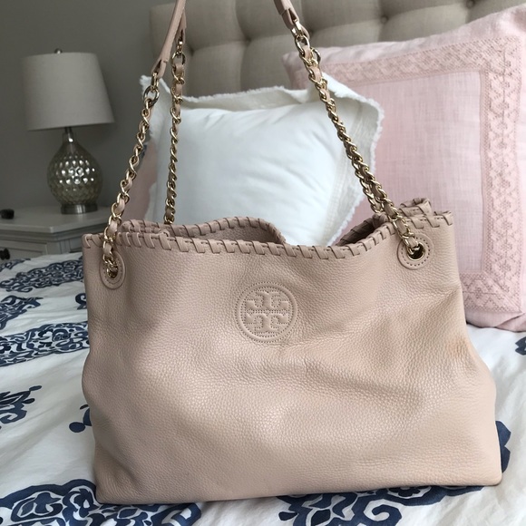 Tory Burch Marion Chain Slouchy Tote - Light Oak - Picture 6 of 7
